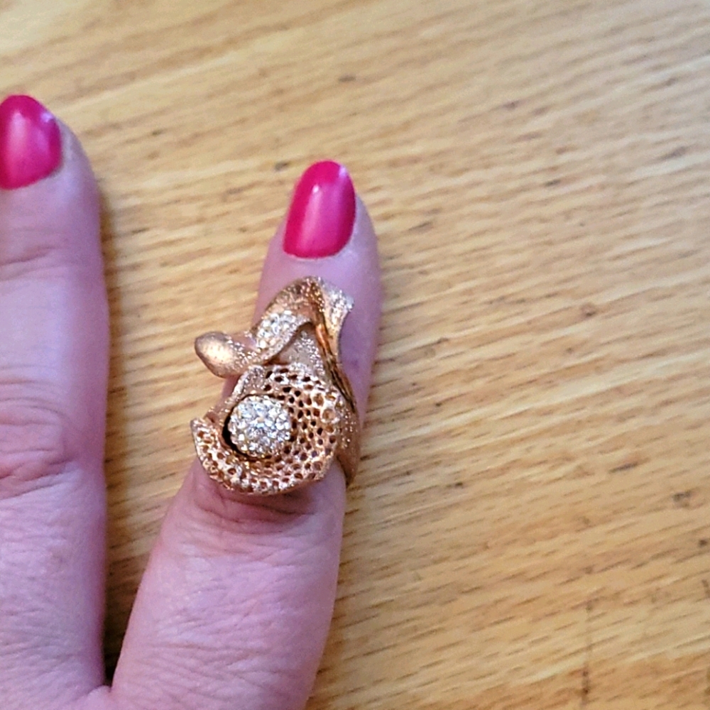ITALIAN STERLING SILVER RING SZ 9 ROSE GOLD COLOR